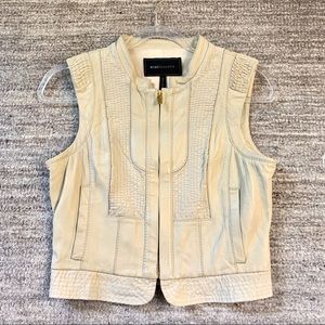 BCBG MAXAZRIA faux leather cream vest Size S